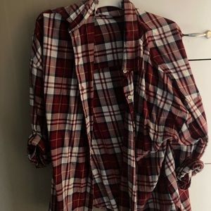 Red plaid old navy boyfriend shirt